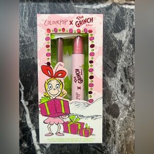 ColourPop x The Grinch Lip Gloss Duo pinky who balm and lip liner kit NIB
